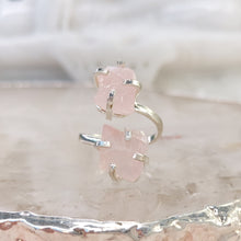 Lade das Bild in den Galerie-Viewer, Zwillingsring Rosenquarz Silber