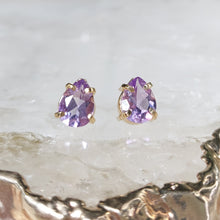 Lade das Bild in den Galerie-Viewer, Ohrringe Amethyst facettiert Gold