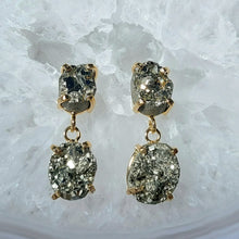 Lade das Bild in den Galerie-Viewer, Ohrringe Pyrit Oval Gold