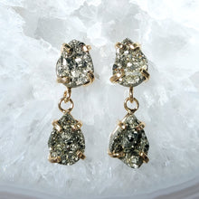 Lade das Bild in den Galerie-Viewer, Ohrringe Pyrit Tropfen Gold