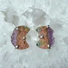 Lade das Bild in den Galerie-Viewer, Ohrringe Amethyst Achat Mond Silber