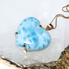 Lade das Bild in den Galerie-Viewer, AAA High Quality Kettenanhänger Larimar Herz Gold