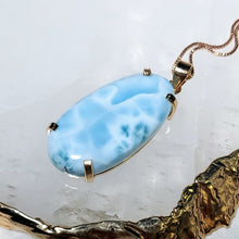 Lade das Bild in den Galerie-Viewer, AAA High Quality Kettenanhänger Larimar Oval Gold