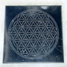 Lade das Bild in den Galerie-Viewer, Schungit Platte Blume des Lebens Eckig