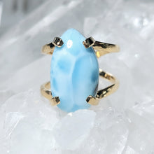 Lade das Bild in den Galerie-Viewer, Ring Larimar Tropfen Gold (Ringgr. 57-65)