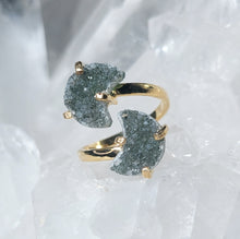 Lade das Bild in den Galerie-Viewer, Zwillingsring Druzy Mond Gold (Ringgr. 51-53)