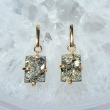Lade das Bild in den Galerie-Viewer, Ohrringe Pyrit Eckig Gold