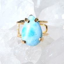 Lade das Bild in den Galerie-Viewer, Ring Larimar Tropfen Gold (Ringgr. 51-54)