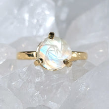 Lade das Bild in den Galerie-Viewer, High Quality Ring Regenbogen Mondstein Rose Gold (Ringgr. 53-57)