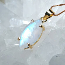 Lade das Bild in den Galerie-Viewer, AAA High Quality Kettenanhänger Regenbogen Mondstein Tropfen Gold