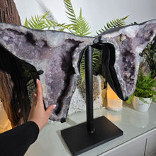 Lade das Bild in den Galerie-Viewer, XXL Amethyst Flügel Paar auf Stand