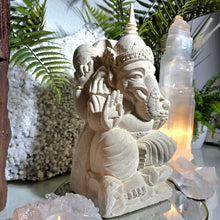 Lade das Bild in den Galerie-Viewer, XL Kalkstein Ganesha (handgefertigt) - Der Gott des Erfolgs & Glücks