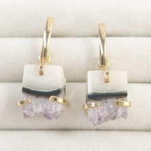 Lade das Bild in den Galerie-Viewer, Ohrring Amethyst Achat Gold