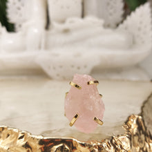 Lade das Bild in den Galerie-Viewer, Ring Rosenquarz Gold Groß