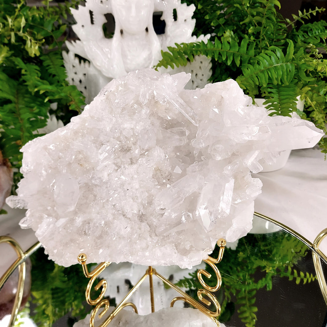 XL Bergkristall Cluster mit Stand