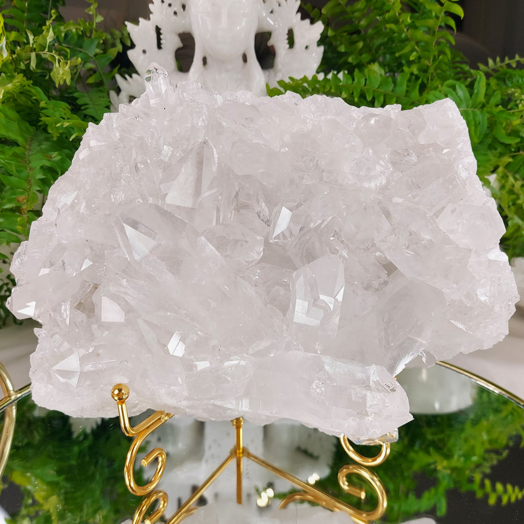 XL Bergkristall Cluster mit Stand