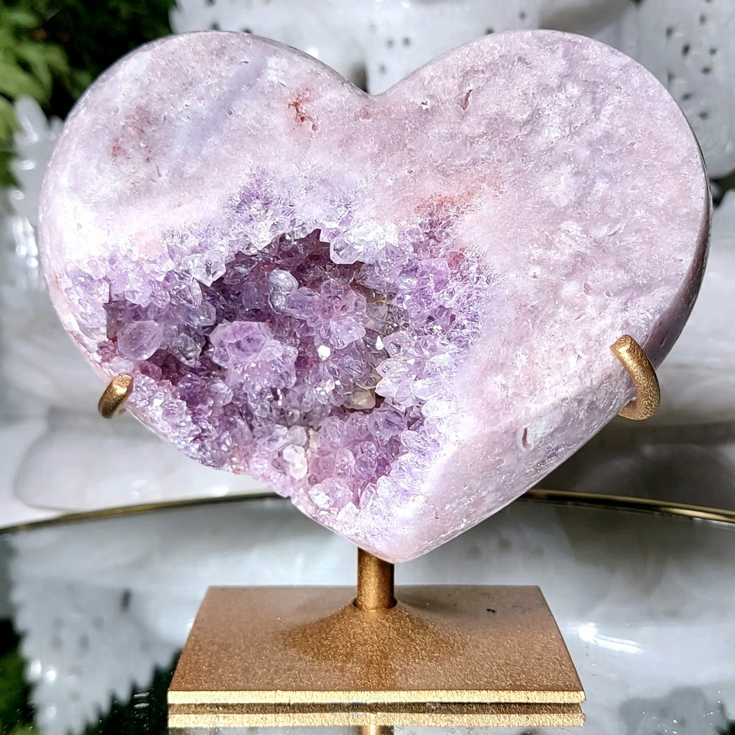 Pink Amethyst Herz auf Stand