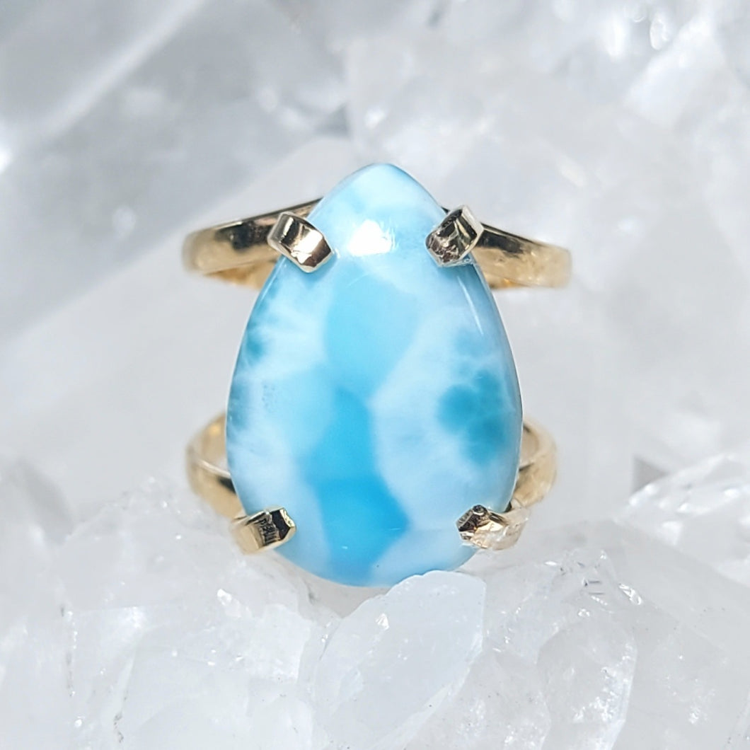 Ring Larimar Tropfen Gold (Ringgr. 53-65)