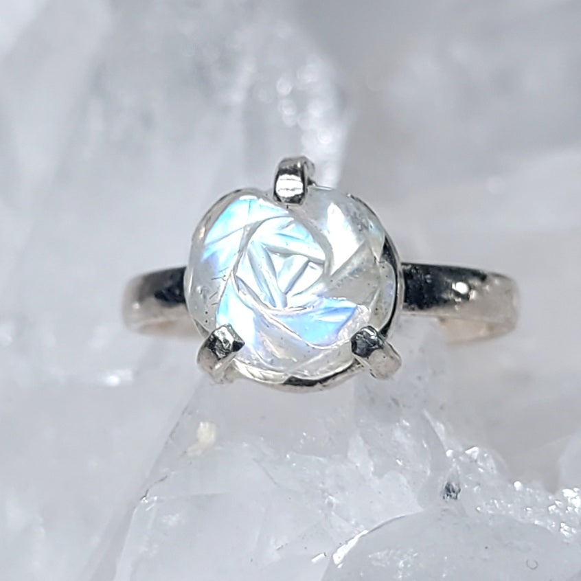Ring Regenbogen Mondstein Rose Silber (Ringgr. 53-57)