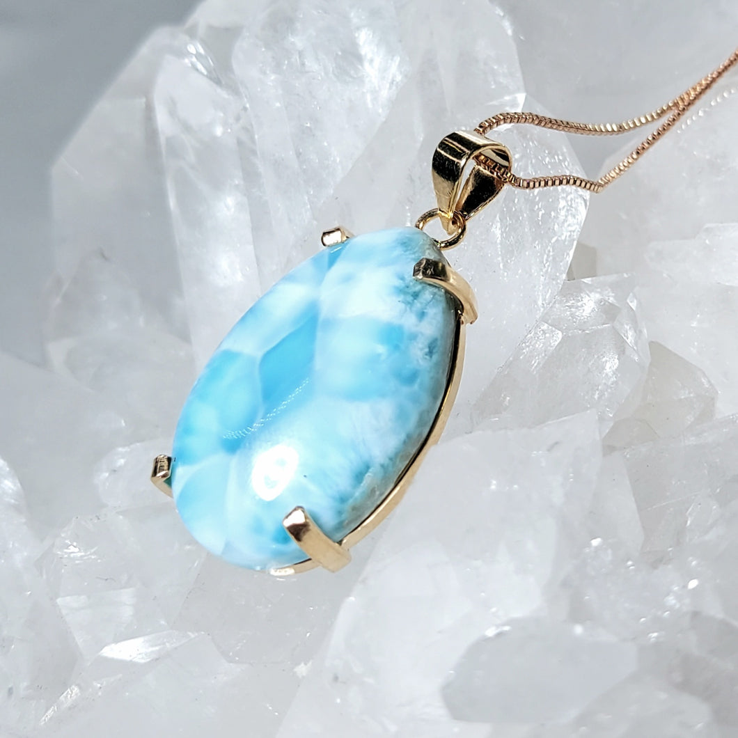 High Quality Kettenanhänger Larimar Gold