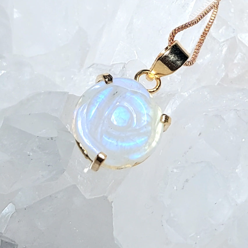 Kettenanhänger Regenbogen Mondstein Rose Gold