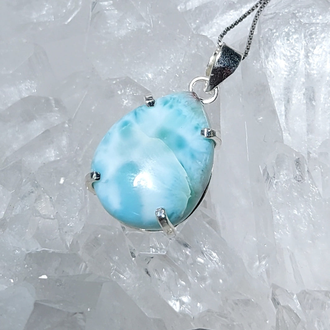 High Quality Kettenanhänger Larimar Tropfen Silber