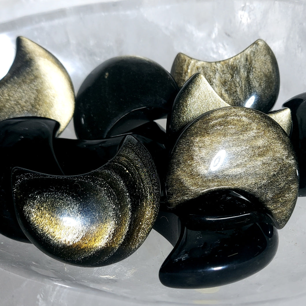 Obsidian Mond mit goldenem Flash (Größe M)