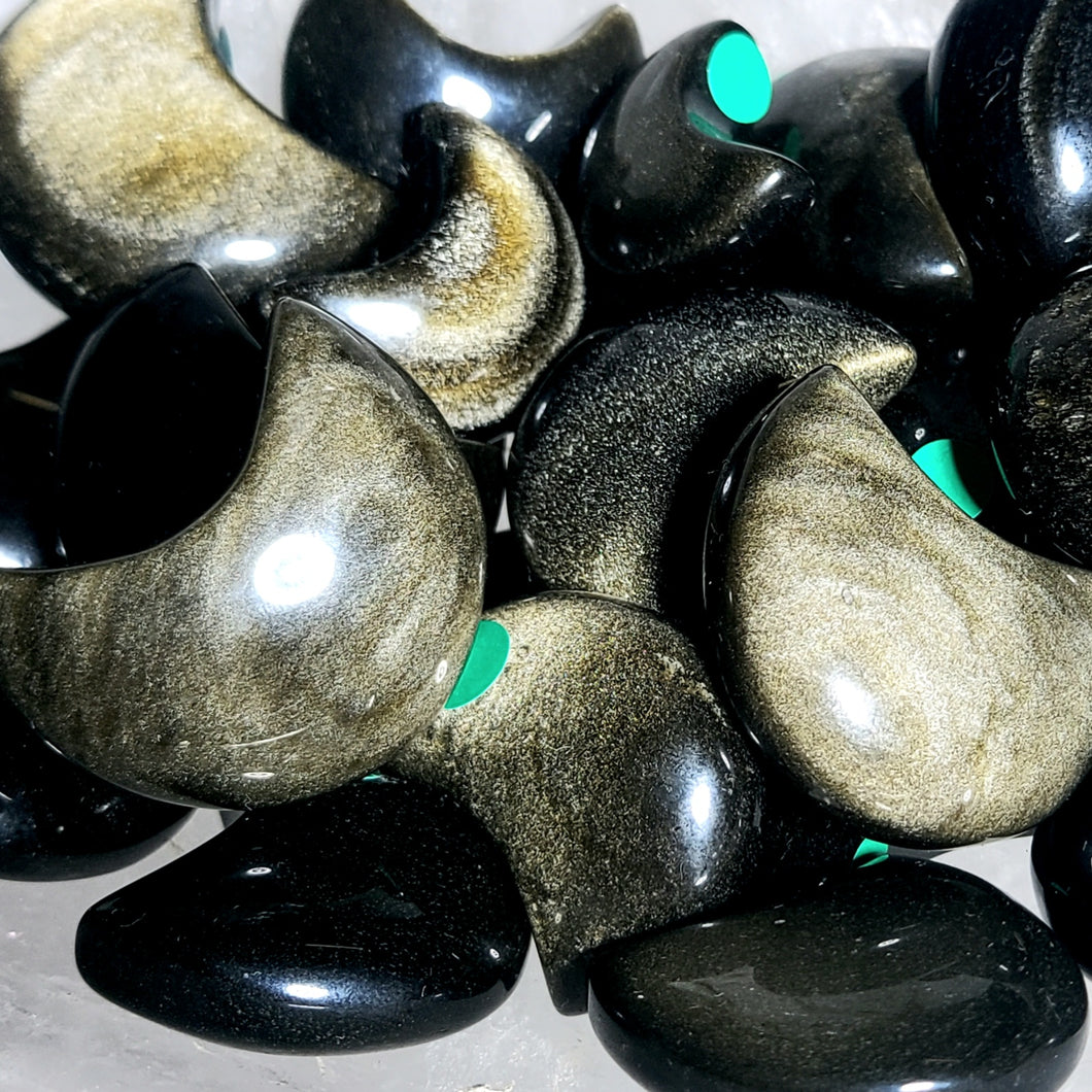Obsidian Mond mit goldenem Flash (Größe S)
