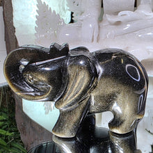 Lade das Bild in den Galerie-Viewer, Obsidian Elefant mit Goldschimmer
