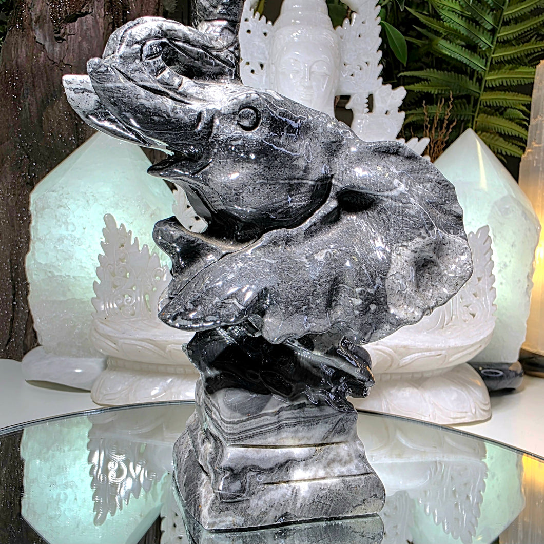 Großer Marmor Elefantenkopf