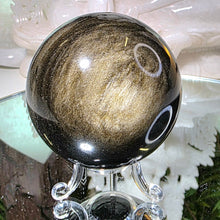 Lade das Bild in den Galerie-Viewer, Obsidian Kugel mit goldenem Flash
