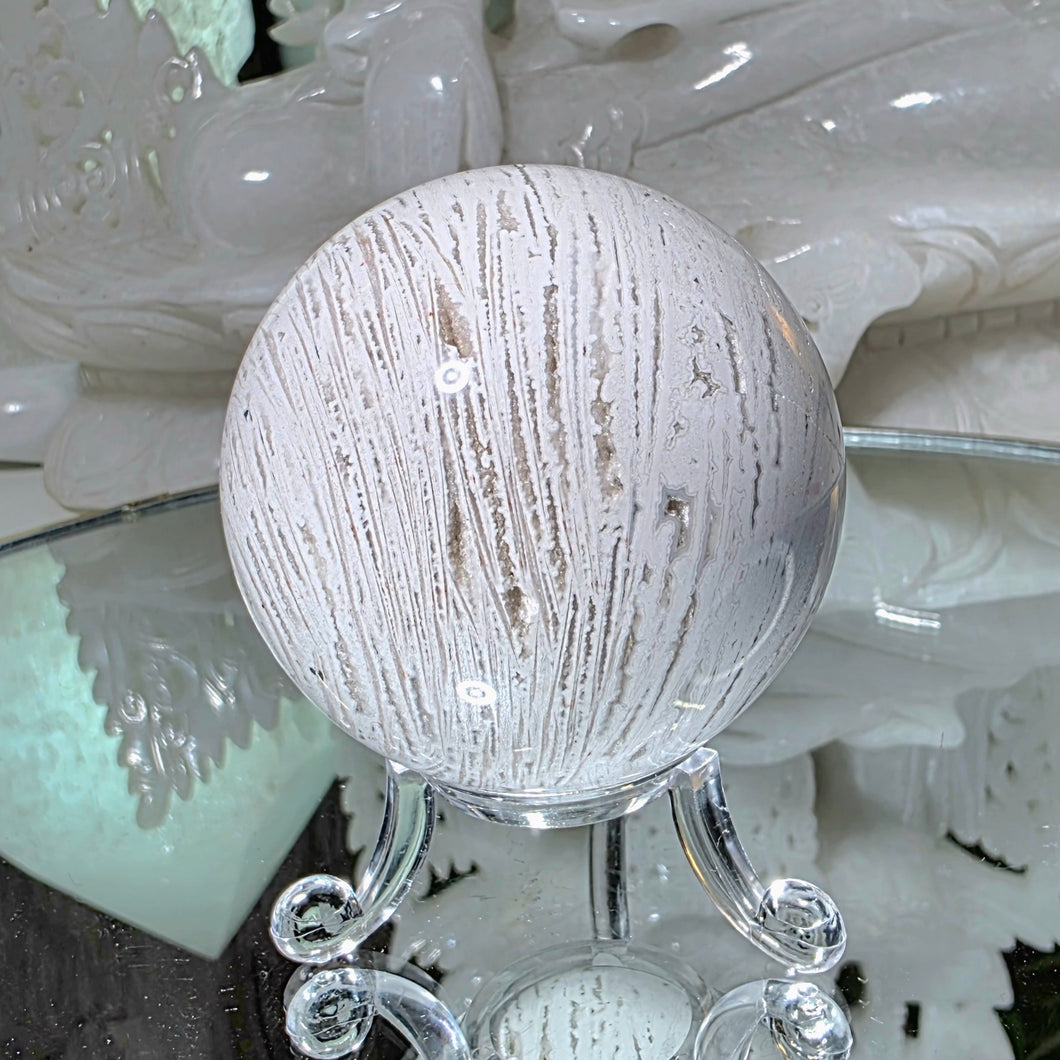 Achat Druzy Kugel mit Stand