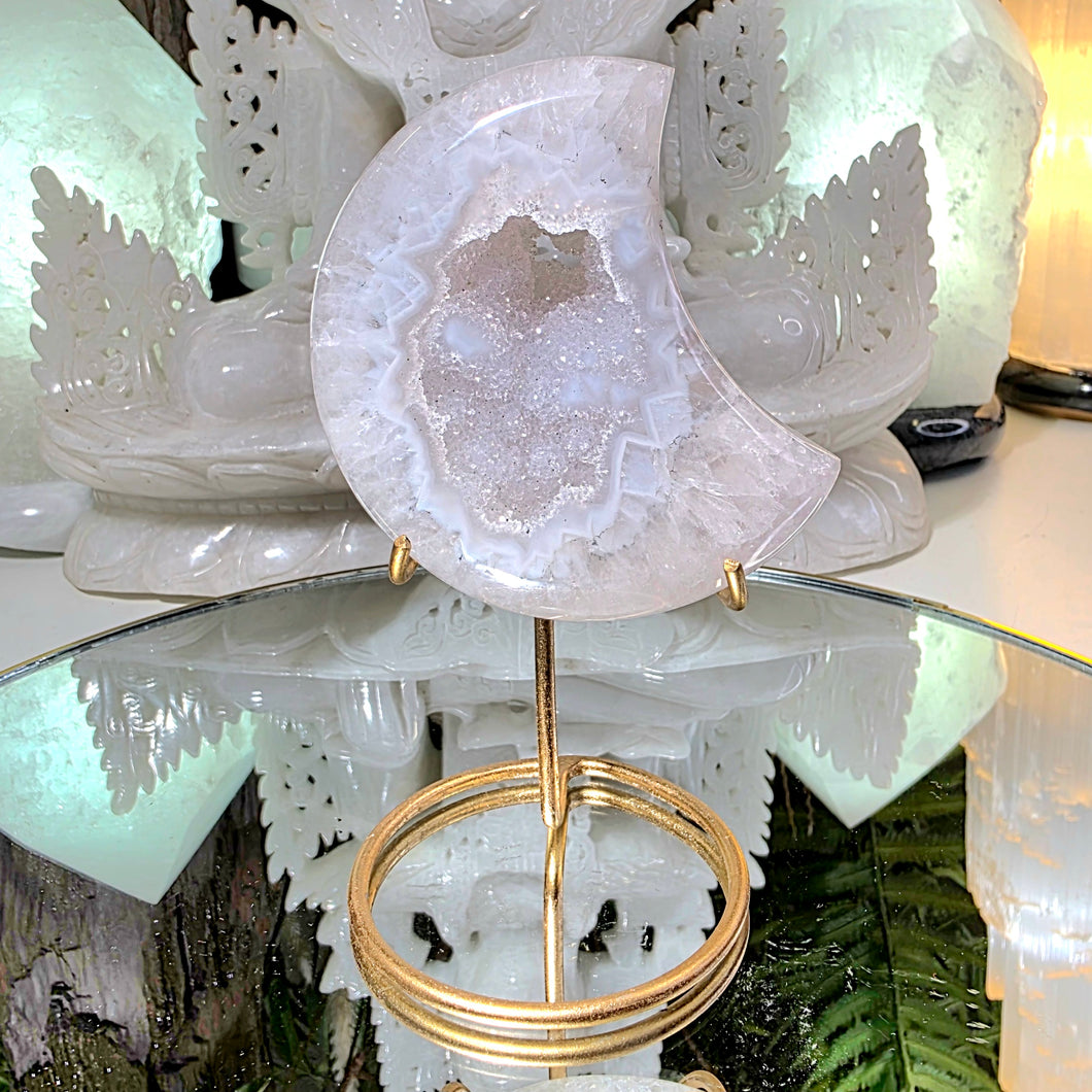 Achat Druzy Mond auf Stand
