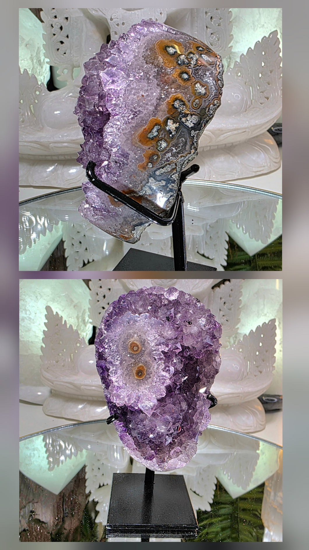 Amethyst mit Stalaktitauge auf Stand