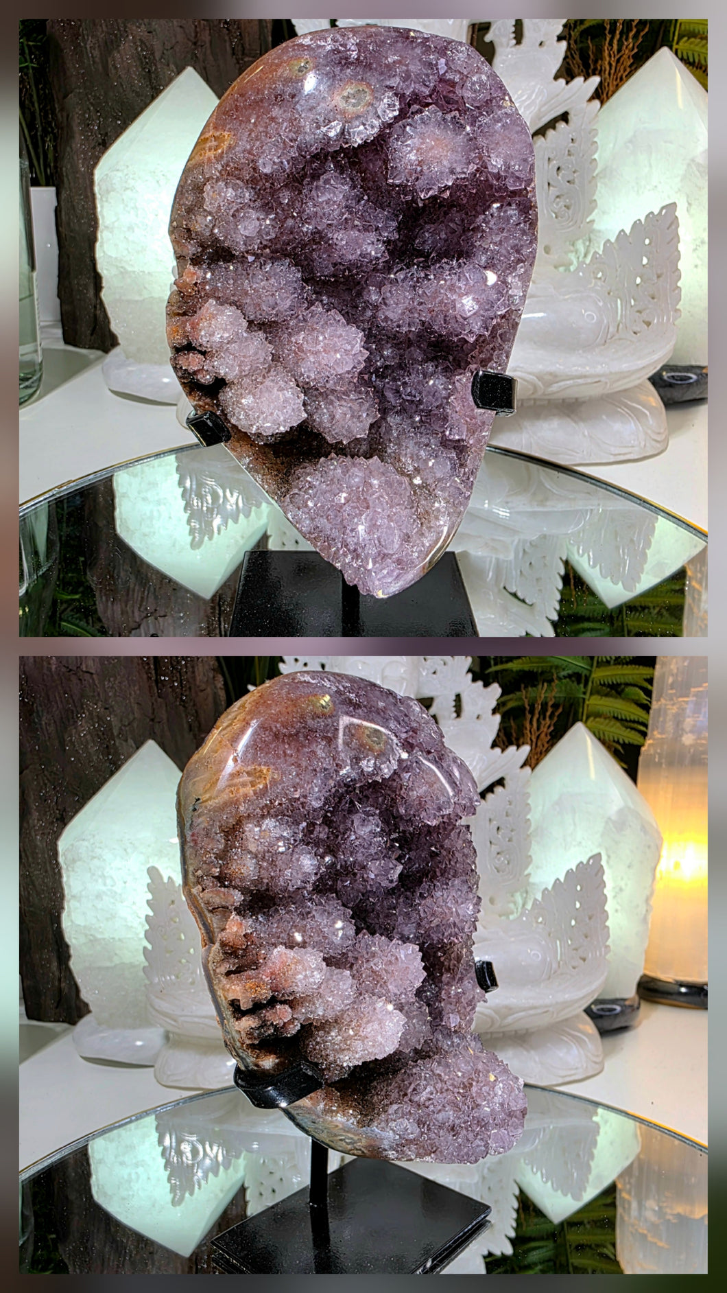 Amethyst mit Stalaktit auf Stand