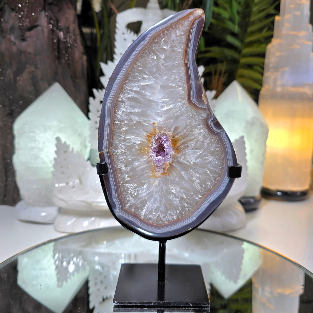 Amethyst Achat Flamme auf Stand