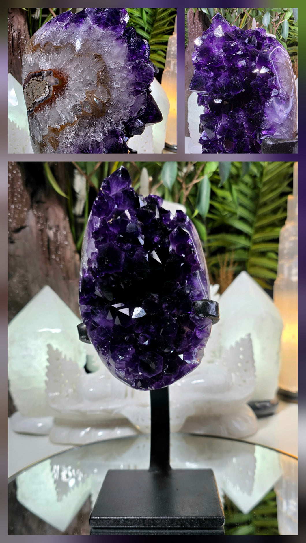 High Quality Amethyst Cluster auf Stand
