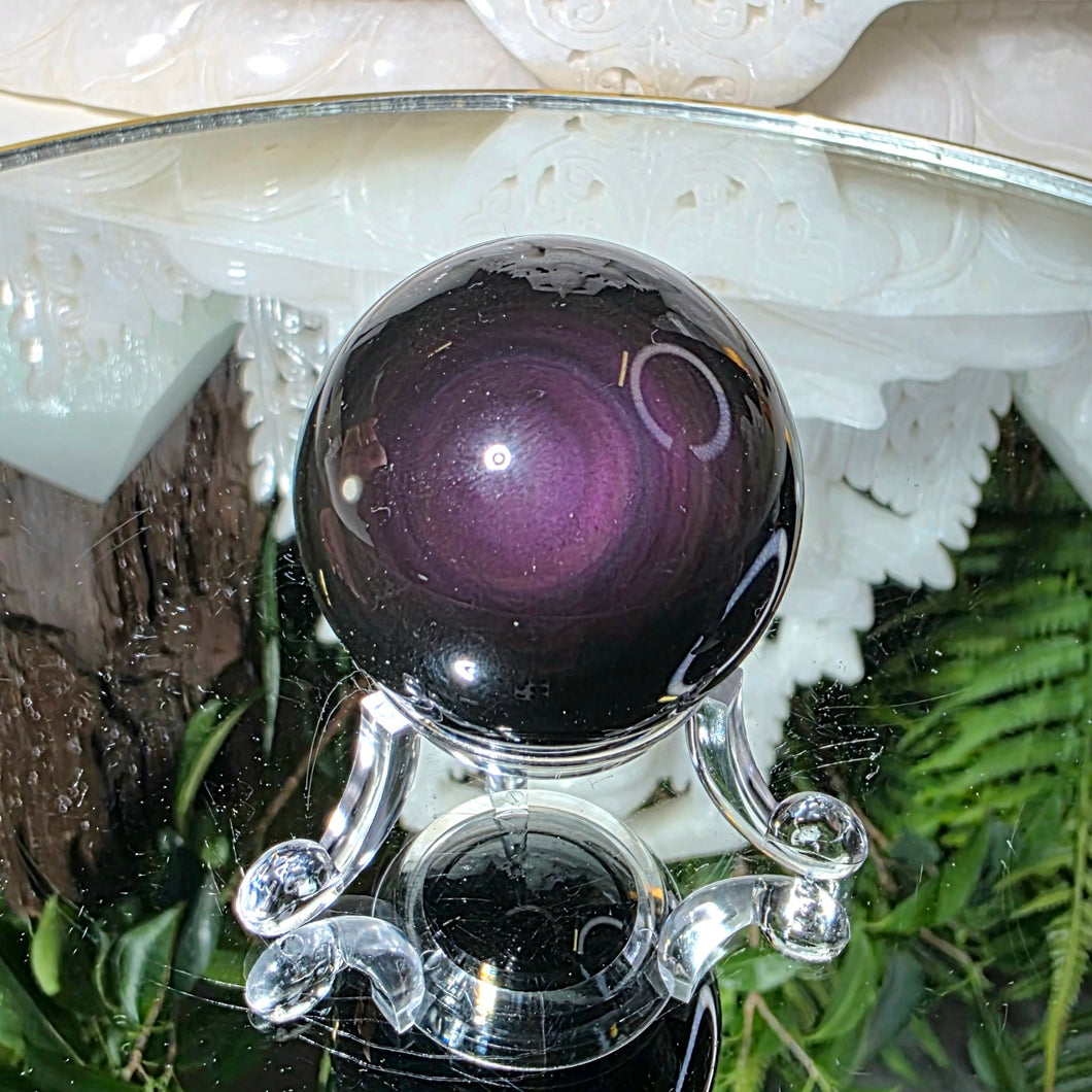 Regenbogen Obsidian Kugel mit Stand