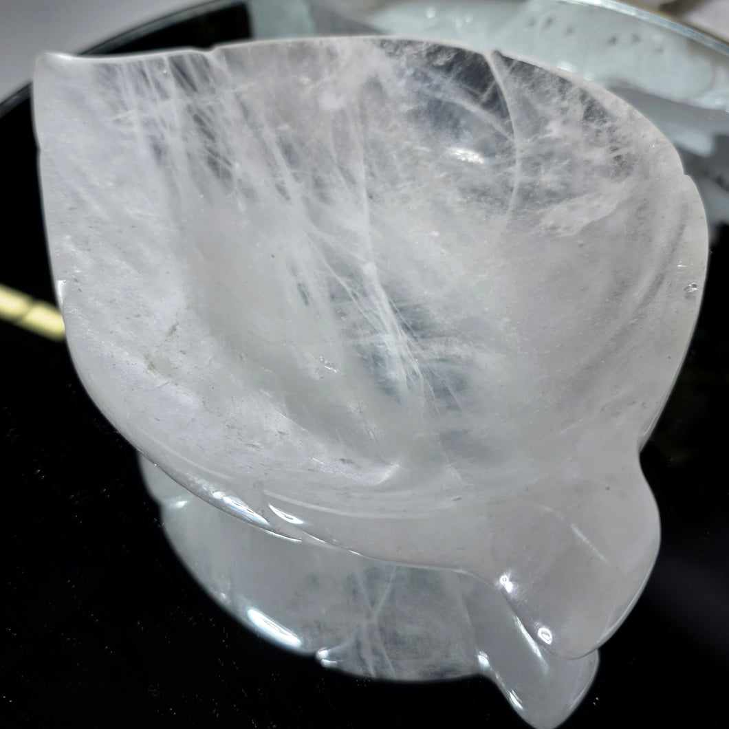 XL Bergkristall Blatt Schale