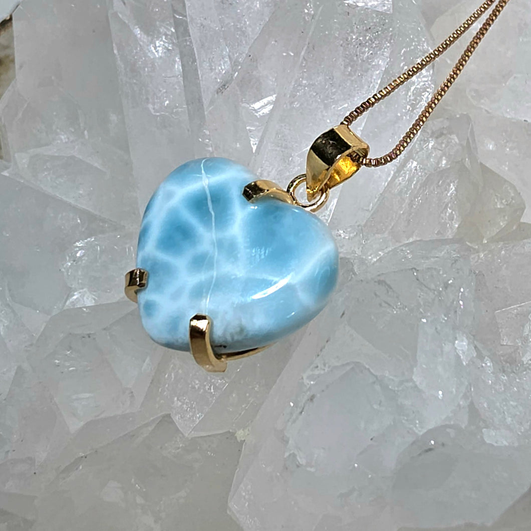(AAA) High Quality Kettenanhänger Larimar Gold