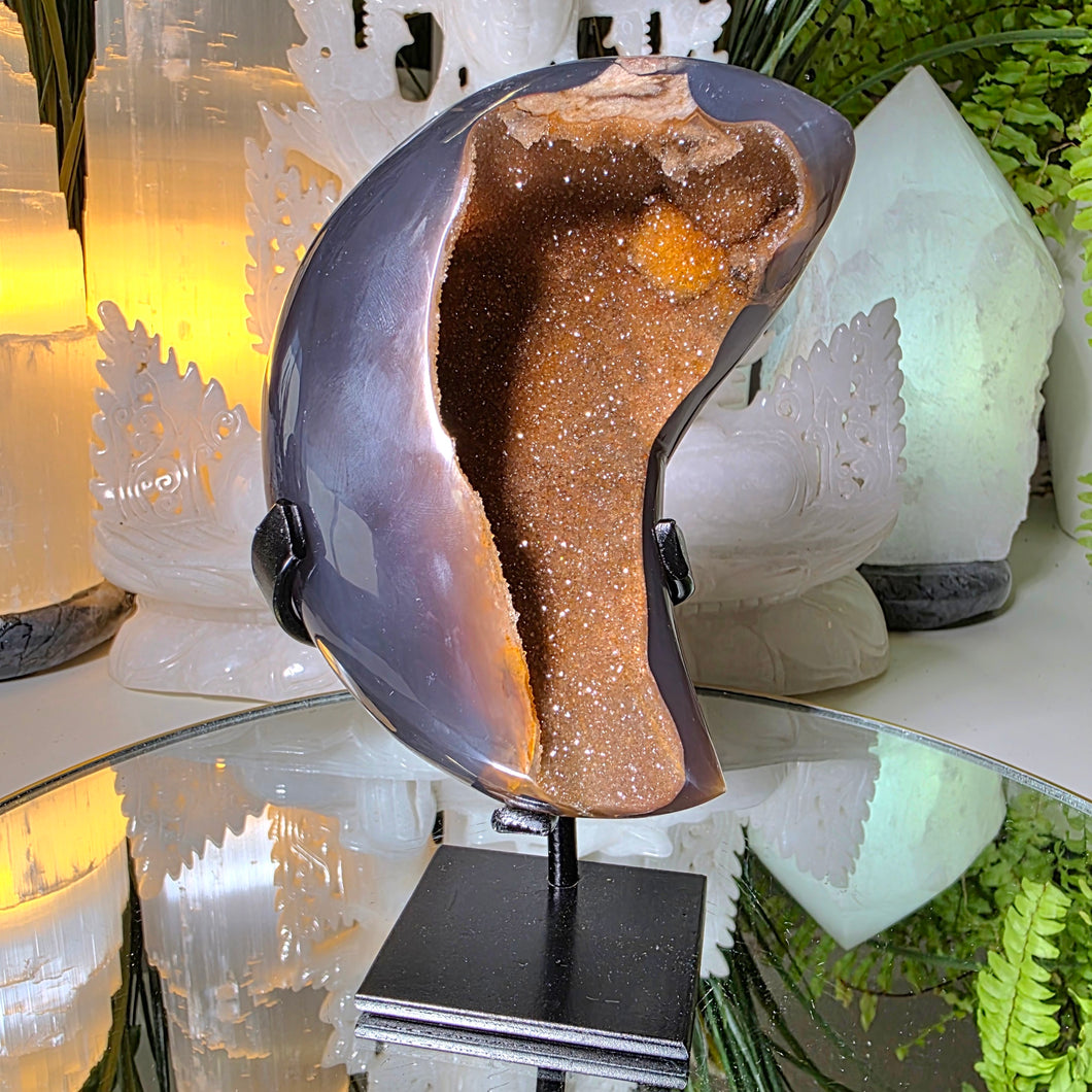 Regenbogen Amethyst Mond Cluster mit Stand