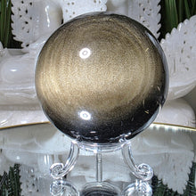 Lade das Bild in den Galerie-Viewer, Obsidian Kugel mit goldenem Flash

