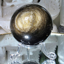 Lade das Bild in den Galerie-Viewer, Obsidian Kugel mit goldenem Flash
