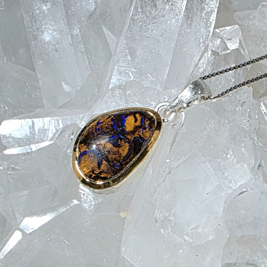 Kettenanhänger Boulder Opal Silber Gold