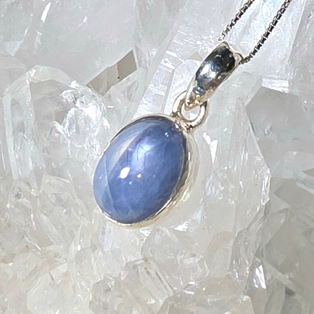 B Ware Kettenanhänger Stern Saphir Silber