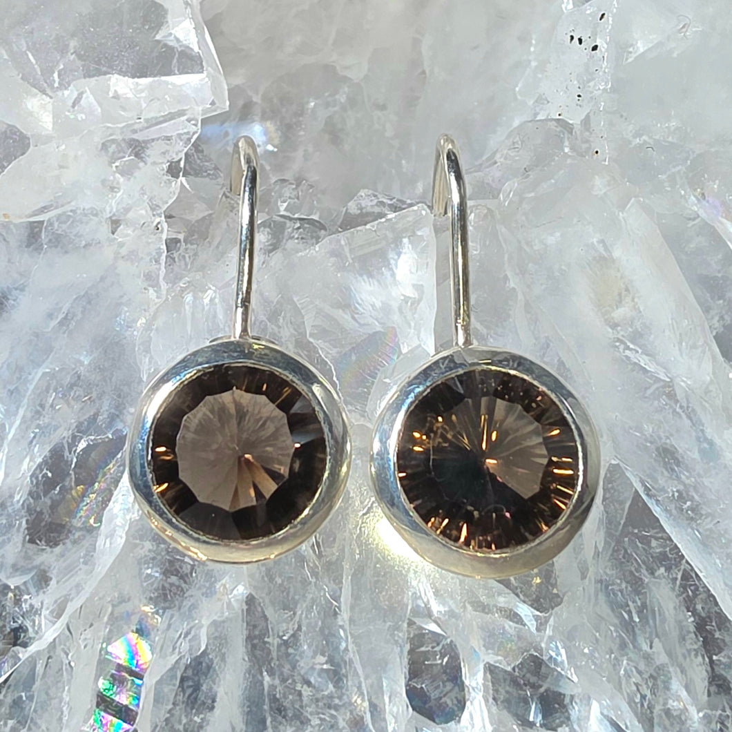 B Ware Ohrringe Rauchquarz facettiert Silber