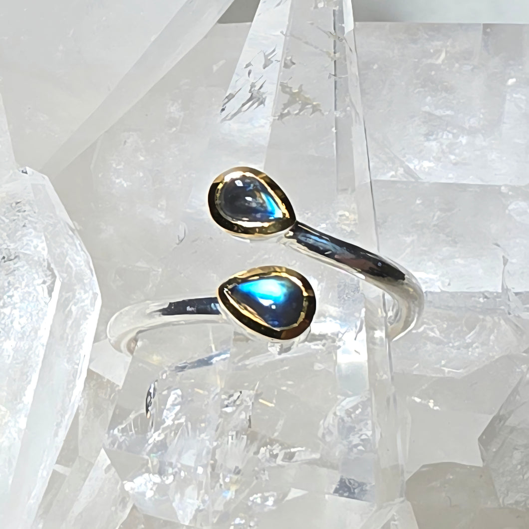 Zwillingsring Labradorit Silber (Ringgr. 59-61)