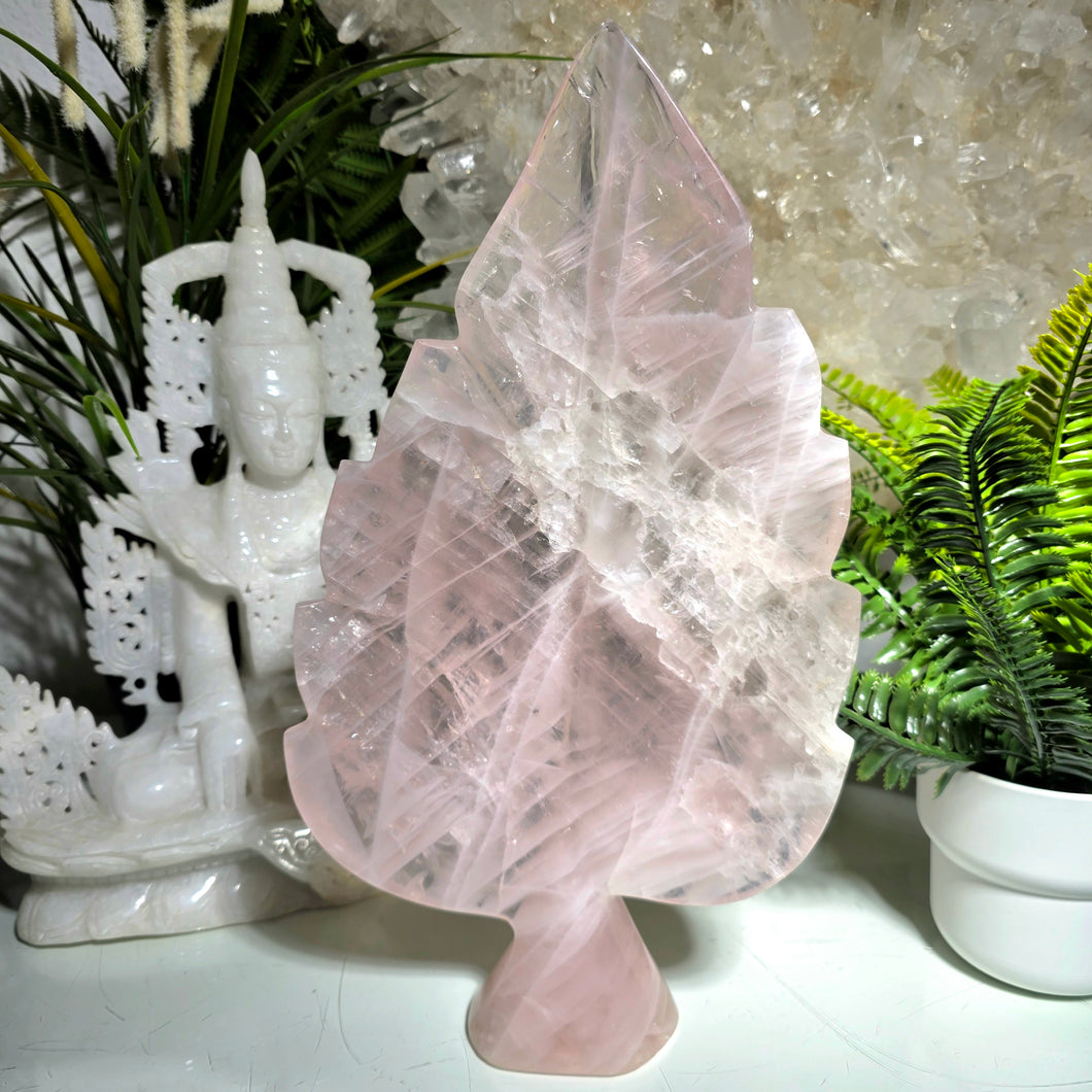 XL Rosenquarz Blatt Schale