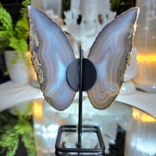 Lade das Bild in den Galerie-Viewer, Achat Schmetterling mit Druzy auf Stand
