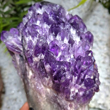 Lade das Bild in den Galerie-Viewer, Elestial Amethyst Cluster Spitze (Kundalini Amethyst) mit Stand
